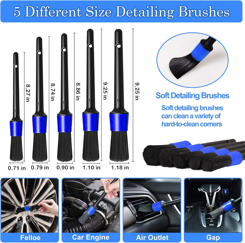 27Pcs Car Detailing Kit, Car Detailing Brush Set, Auto Detailing Drill Brush Set, Car Detailing Brushes, Car Wash Kit, Car Accessories, Car Cleaning Tools Kit for Interior, Exterior, Wheels